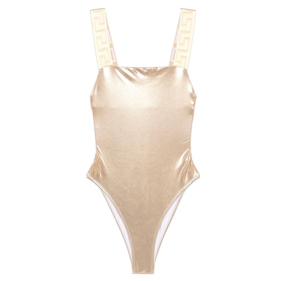 VERSACE Greca strap metallic swimsuit - Picture 1 of 4